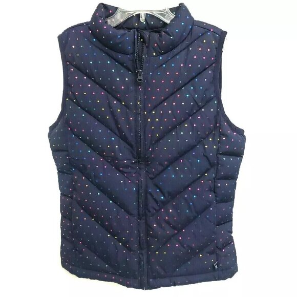 Gap Full Zip Blue Sparkle Puffer Vest Girls Sz L - Picture 1 of 6